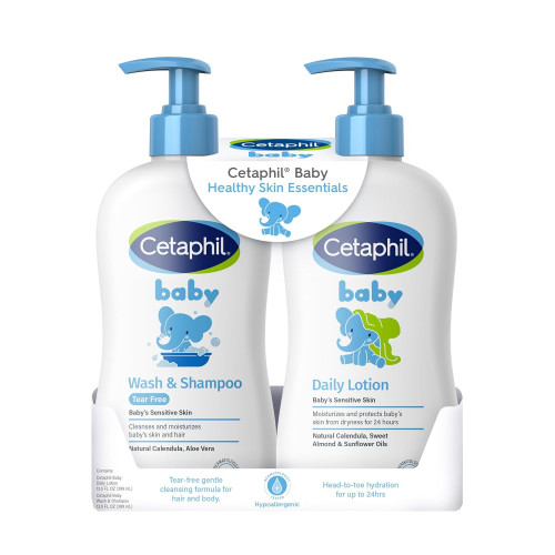 Combo Cetaphil Baby Healthy Skin Essentials Wash & Shampoo - Lotion 399ml
