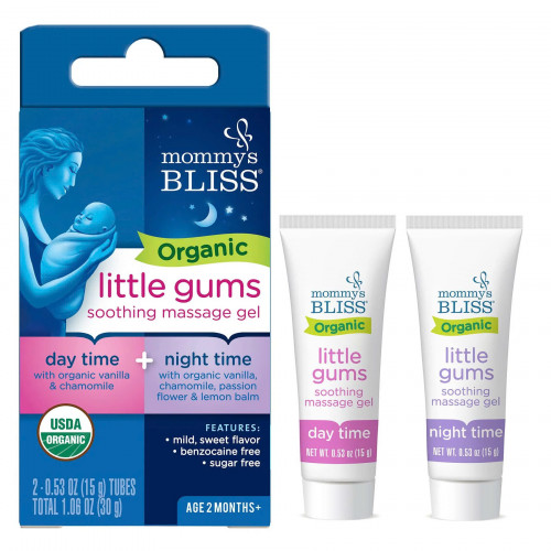 Gel bôi nướu Mommy's Bliss Organic Little Gums Soothing Massage Gel Day + Night 2 tuýp 15g