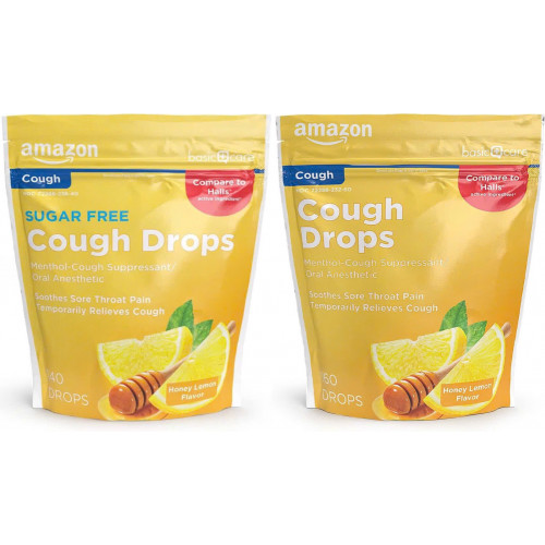 Kẹo ngậm ho chanh mật ong Honey Lemon Cough Drops Amazon Basic Care